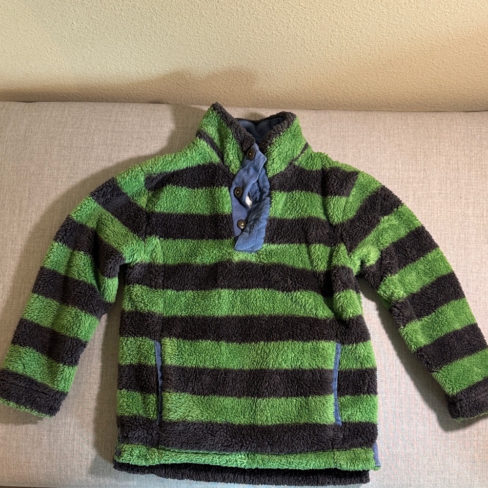 Mini Boden Green and Black Striped Kids Sweater